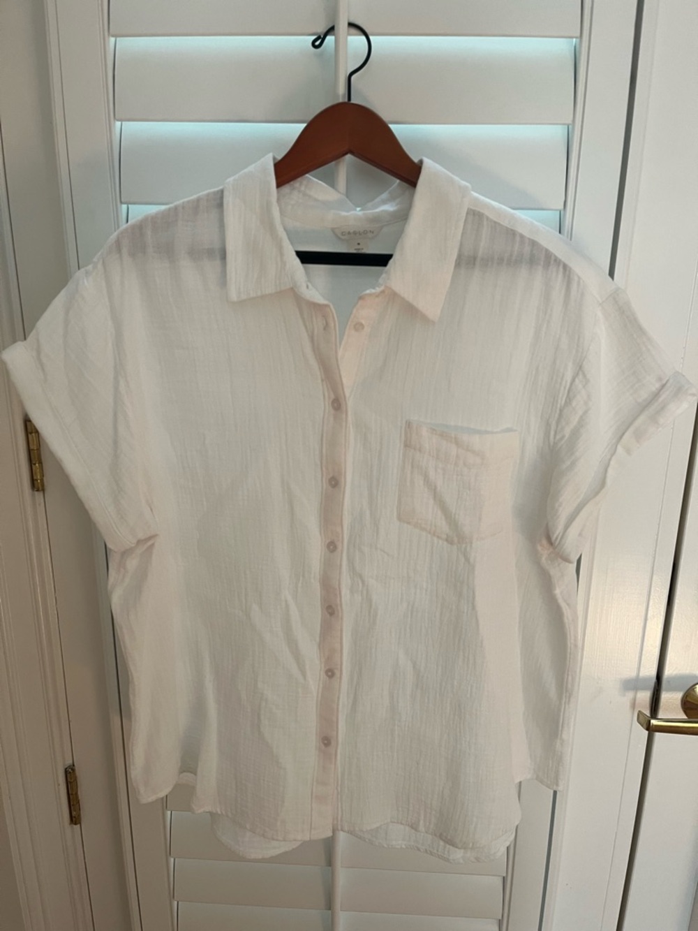 Caslon White Lightweight Button-Front Top